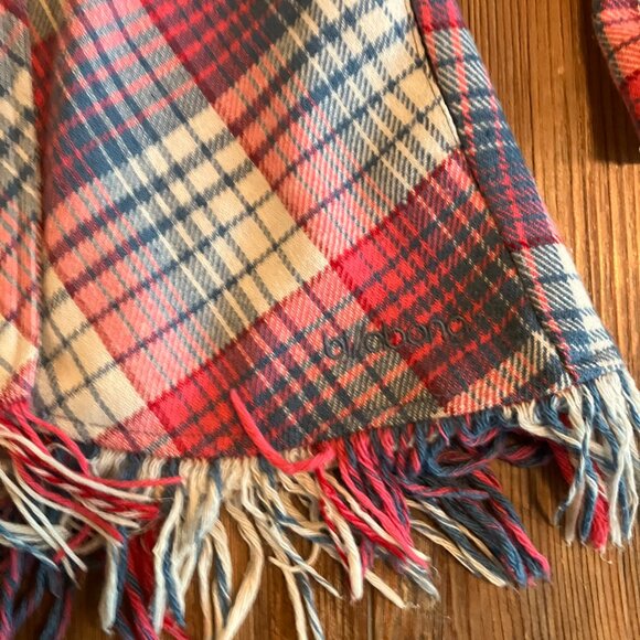 Girls size 5 Red Blue Plaid Pea Coat Fringe Single Button Billabong - Picture 4 of 6